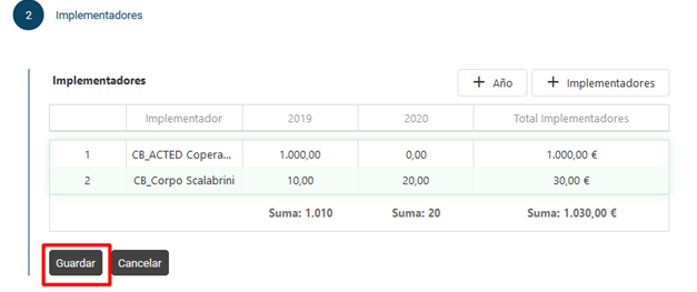 Guardar implementadores